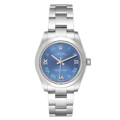 Rolex Oyster Perpetual Midsize 31 Blue Dial Ladies Watch 177200 Box Card In Not Applicable