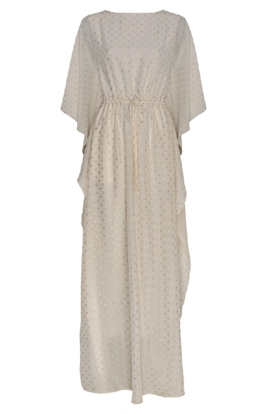 Amal Al Raisi Logo Print Dress Kaftan In Neutrals