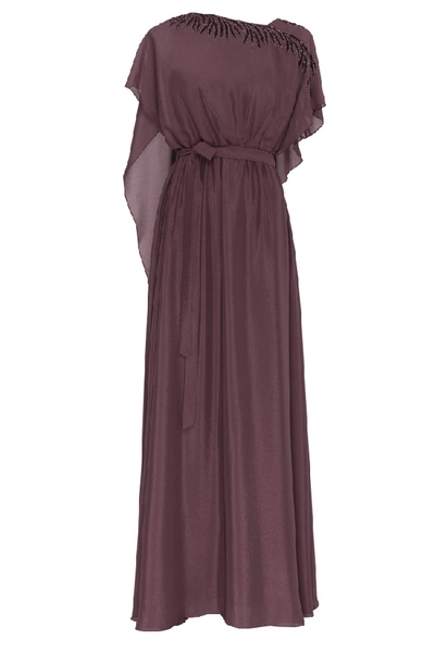 Amal Al Raisi Long Cape Cut Dress In Purple