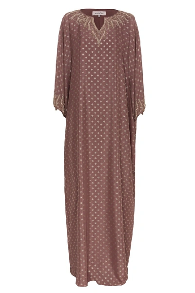 Amal Al Raisi Embroidered Traditional Kaftan In Brown