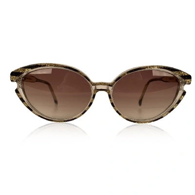 Pre-owned Saint Laurent Vintage Sunglasses 8316 P 42 Striped Gold Glitter In Neutrals
