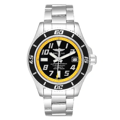 Breitling Superocean 42 Abyss Black Yellow Mens Watch A17364 Box Papers In Not Applicable