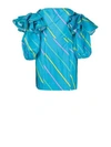Rotate Birger Christensen Blue 'bethany' Dress With Stripes In Blue