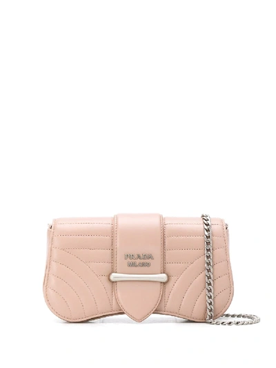 Prada Diagramme Chain Wallet In Nude