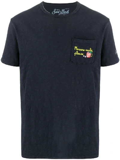 Mc2 Saint Barth Embroidered Pocket T-shirt In Blue
