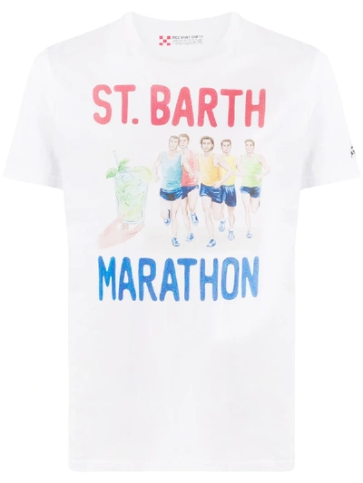 Mc2 Saint Barth Marathon Print T-shirt In White