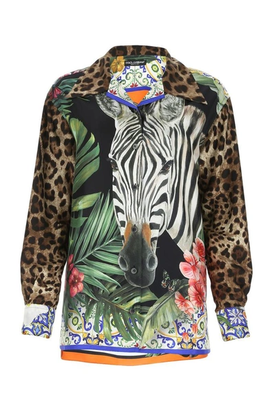 Dolce & Gabbana Safari Print Long-sleeved Shirt In Multi