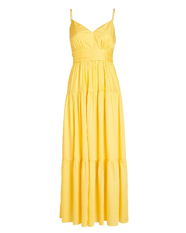 yellow tiered maxi dress