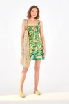 FARM RIO GREEN BANANA LINEN MINI DRESS