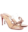 CHRISTIAN LOUBOUTIN JUST NODO 85 PVC AND PATENT LEATHER SANDALS,P00476202