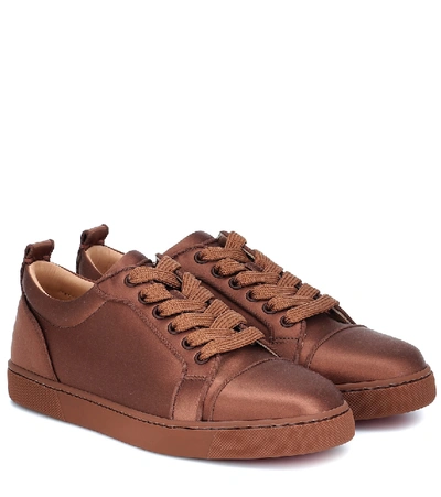 Christian Louboutin Louis Junior丝缎运动鞋 In Brown