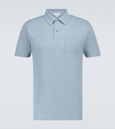 Sunspel Riviera Cotton Polo Shirt In Blue