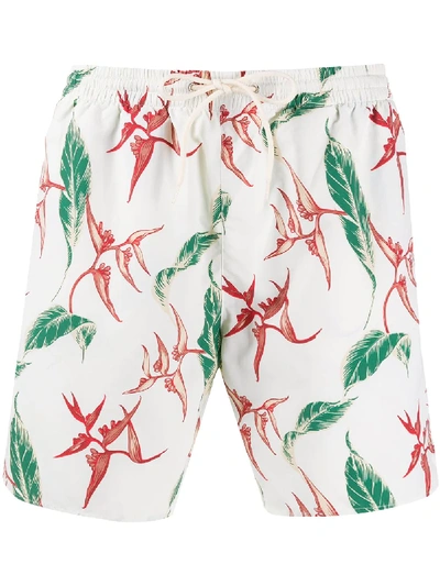 Sandro Tropical Print Swim Shorts In White