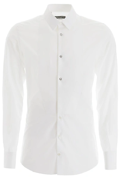 Dolce & Gabbana Gold Tuxedo Shirt In White