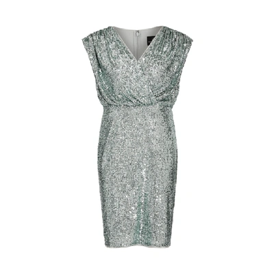 Adrianna Papell Sequin Blouson Sheath Dress In Frosted Sage
