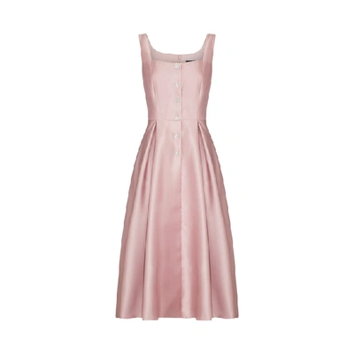 Adrianna Papell Mikado Tea Length Dress In Aurora Pink