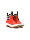 BURBERRY VINTAGE CHECK NEOPRENE AND RUBBER RAIN BOOTS