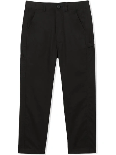 Burberry Babies' Logo Detail Twill Trousers In Black