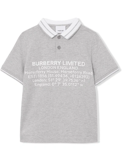 Burberry Kids' Location Print Polo Shirt In Grey
