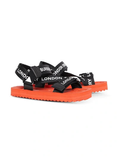 Burberry Kids' Logo Printed Sandals In Black