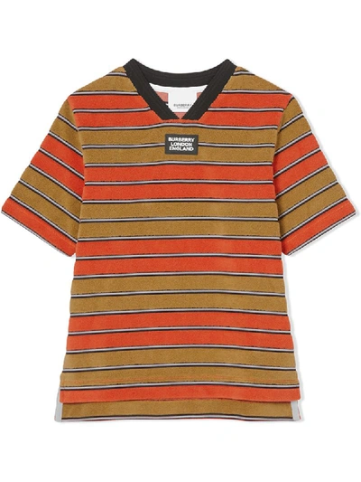 Burberry Kids' Logo Appliqué T-shirt In Orange