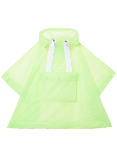 Burberry Kids' Logo Print Waterproof Hooded Poncho In Green