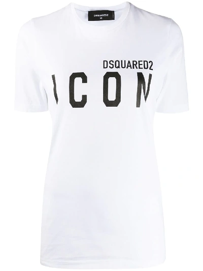 Dsquared2 Icon & Logo印花纯棉平纹针织t恤 In Black