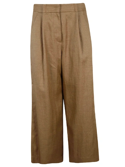 Brunello Cucinelli Wide-leg Cropped Trousers In Gianduja