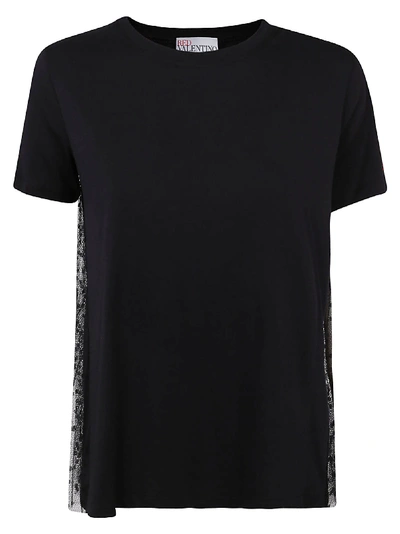 Red Valentino Lace Applique T-shirt In Black