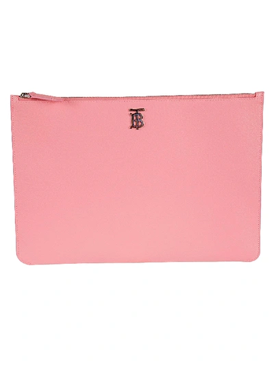 Burberry Logo Plaque Clutch In Candy Floss