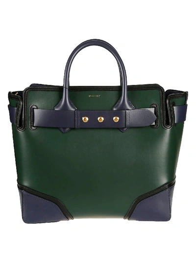 Burberry Belt Applique Tote In Dark Pine Green