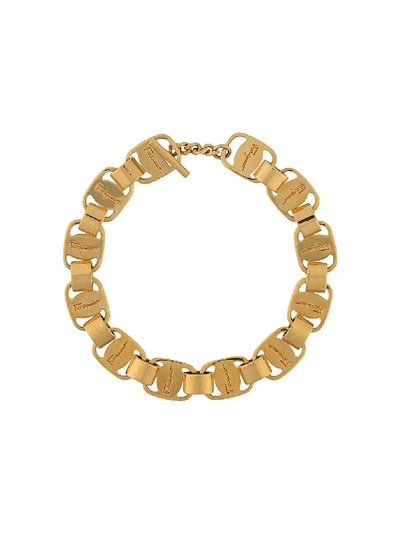 Pre-owned Ferragamo 1980s Engraved Logo Bracelet In Gold