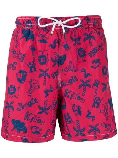 Kiton Jungle Swim Shorts In Pink