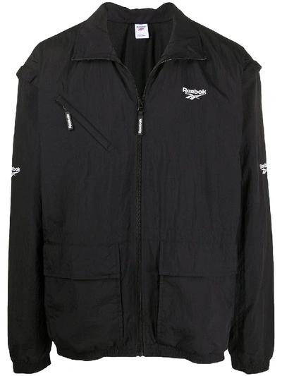 Reebok Detachable-sleeve Lightweight Jacket In Black