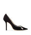 JIMMY CHOO LOVE 100 SUEDE PUMPS WITH CRYSTAL DETAIL,14861323