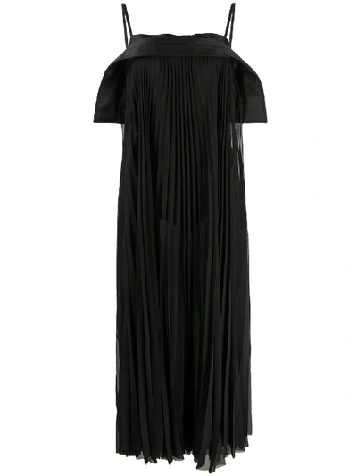 Diesel Black Gold Plissé Maxi Dress In Black