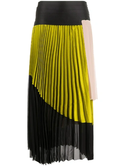Diesel Black Gold Asymmetric Plissé Skirt In Yellow