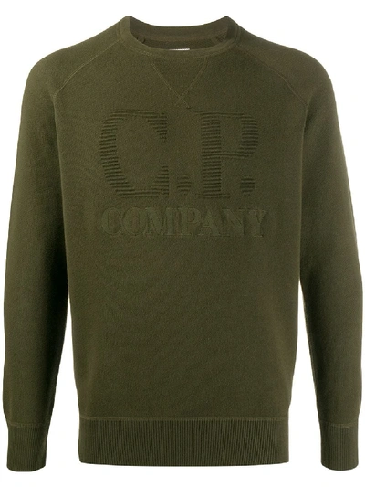 C.p. Company Embroidered Logo Sweatshirt In Green