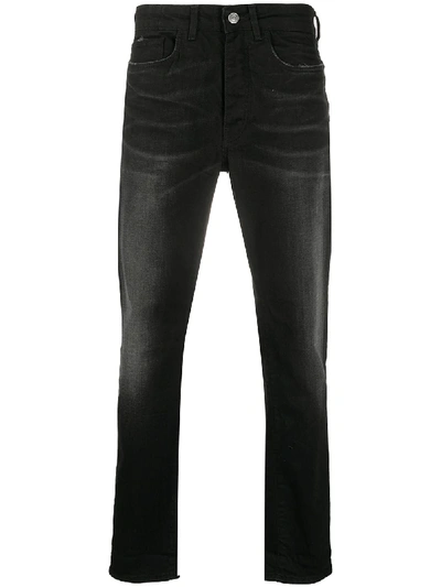 Low Brand Stonewashed Mid-rise Slim-fit Jeans In Black
