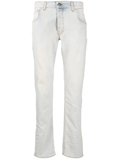 Low Brand Bleached Mid-rise Slim-fit Jeans In Cyan