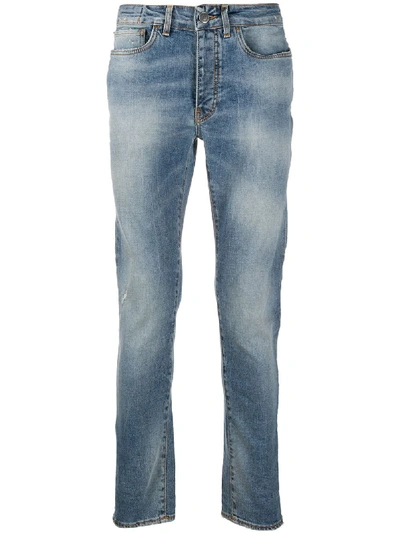 Low Brand Distressed Mid-rise Slim-fit Jeans In Blue