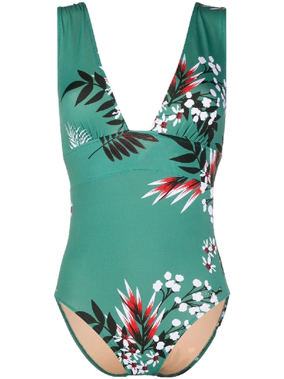 Emmanuela Swimwear Silvia Floral Swimsuit In Green
