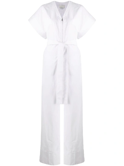 3.1 Phillip Lim / フィリップ リム Belted Cotton-blend Poplin Wide-leg Jumpsuit In White