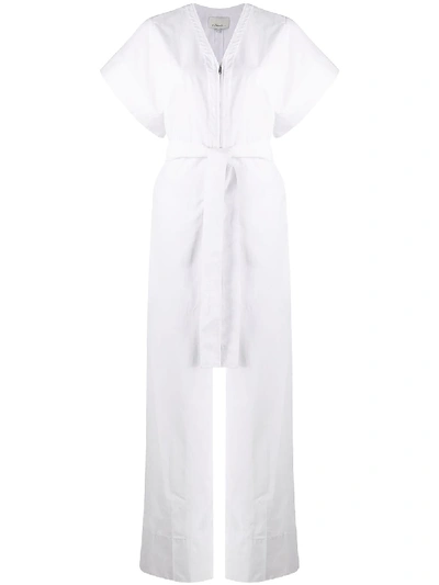 3.1 Phillip Lim Belted Cotton-blend Poplin Wide-leg Jumpsuit In White