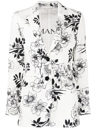 Ermanno Ermanno Floral-print Single-breasted Blazer In White