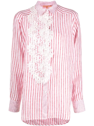 Ermanno Scervino Lace Appliqué Striped Shirt In Pink