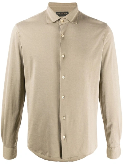 Dell'oglio Pointed Collar Cotton Shirt In Green