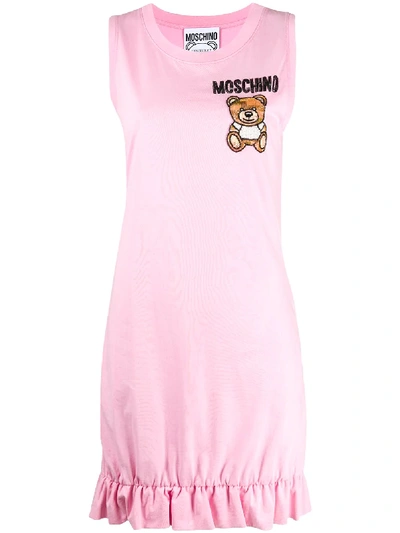 Moschino Teddy Bear Embellished Dress In Pink