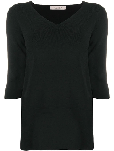 D-exterior Knitted Zigzag Pullover In Black