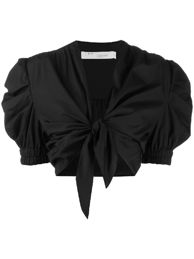 Iro Mohana Puff-sleeve Cropped Blouse In Black